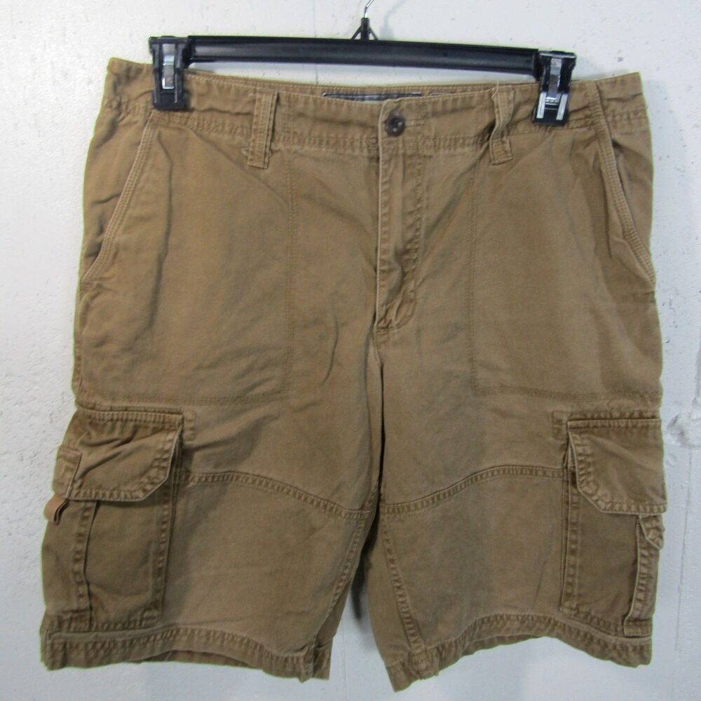 Old Navy Men's Size 34 Loose Cargo Shorts Khaki Tan Cotton 11" Inseam Outdoor